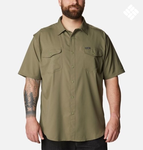 Men's Columbia Utilizer II Solid Short Sleeve Shirts Olive | Plus Size CA-MC04L